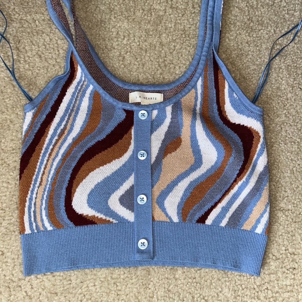 Colorful Knit Button-Up Crop Top